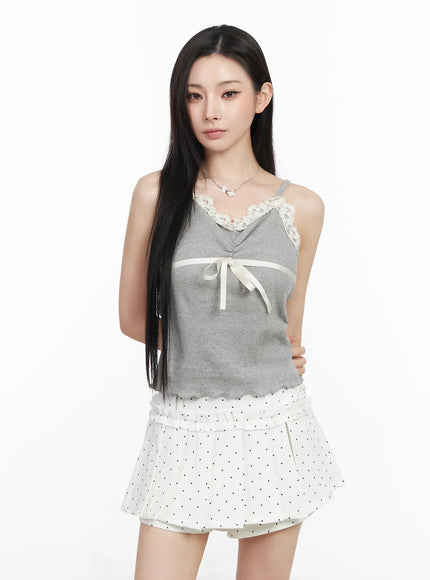 Lace Trim and Bow Crop Tank CM518