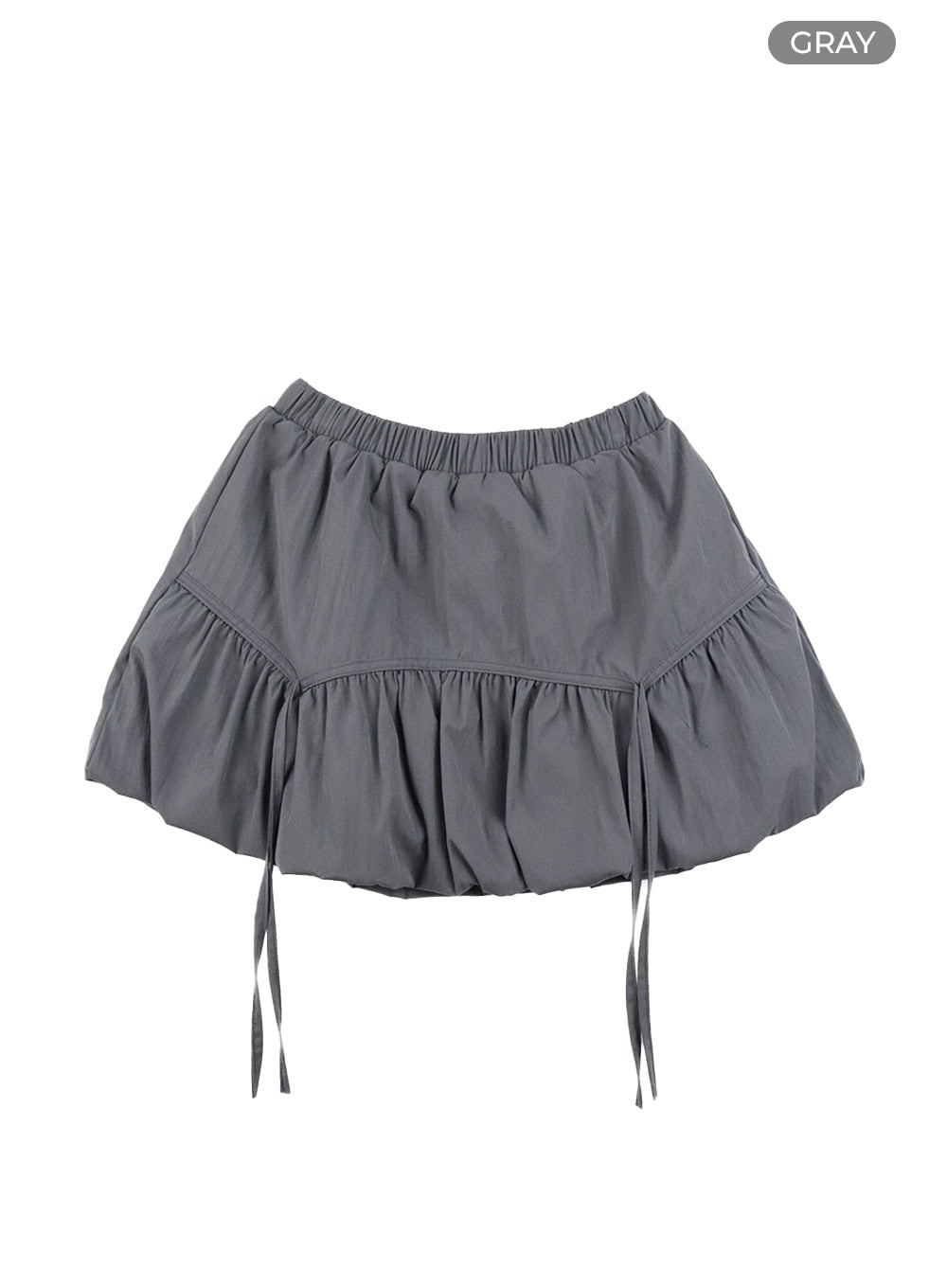 ribbon-band-bubble-mini-skirt-cy407 / Gray