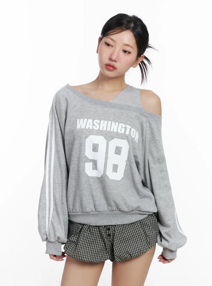 Off-Shoulder Graphic Sweatshirt CF503
