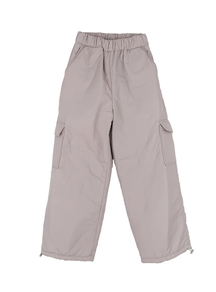 elastic-waist-wide-cargo-trousers-cj512 / Gray