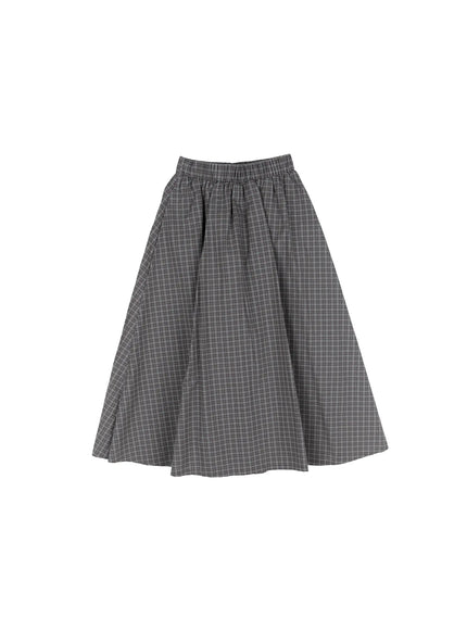 vintage-gingham-midi-skirt-cg514 / Gray