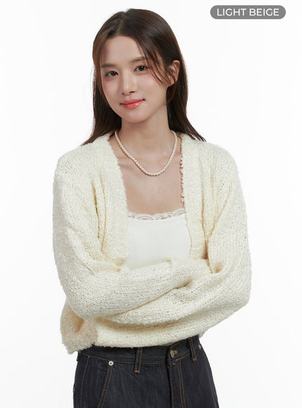 sophisticated-acrylic-shrug-jacket-os416 / Light beige