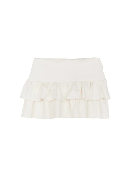 ribbed-layered-mini-skirt-co510 / Light beige