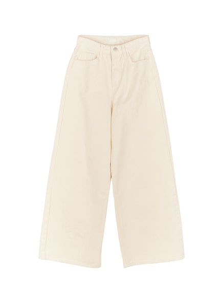 Solid Cotton Wide-Leg Trousers CM521