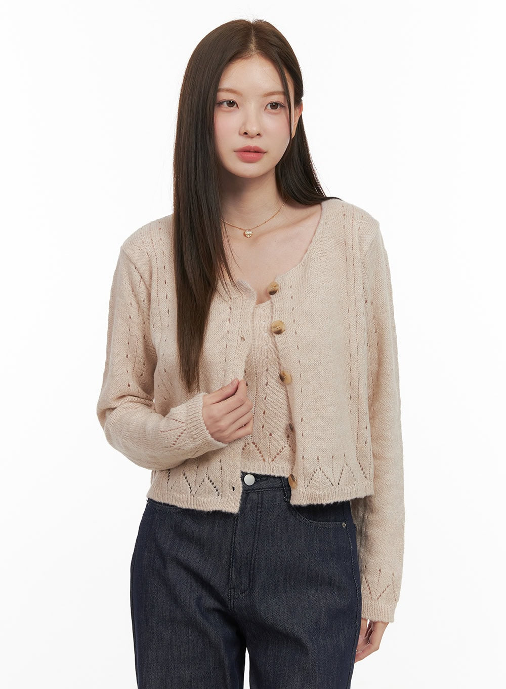 soft-touch-buttoned-cardigan-cami-set-od412 / Light beige