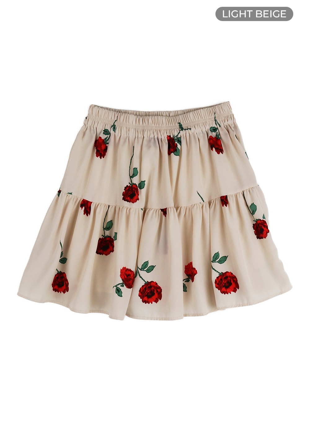 floral-graphic-flare-mini-skirt-of428 / Light beige