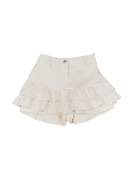 frill-hem-fleece-lined-mini-skirt-cn520 / Light beige