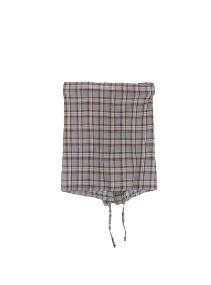 checkered-wrap-midi-skirt-cy530 / Light blue