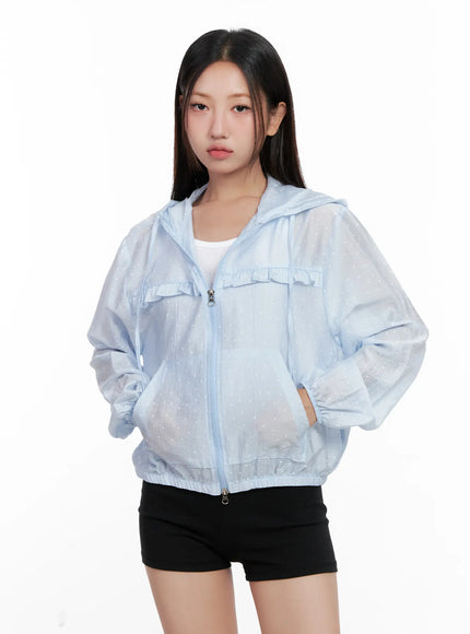 polka-dot-ruffle-windbreaker-cl521 / Light blue