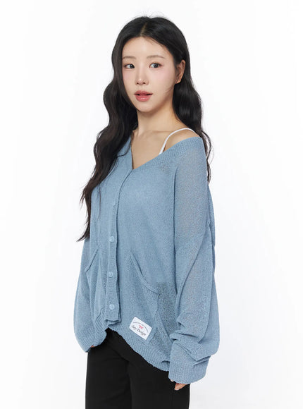 oversized-sheer-cardigan-cy522 / Light blue