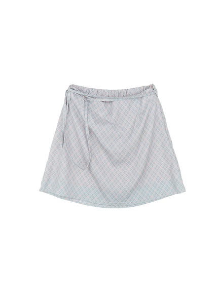 plaid-strapped-mini-skirt-cu518 / Light blue