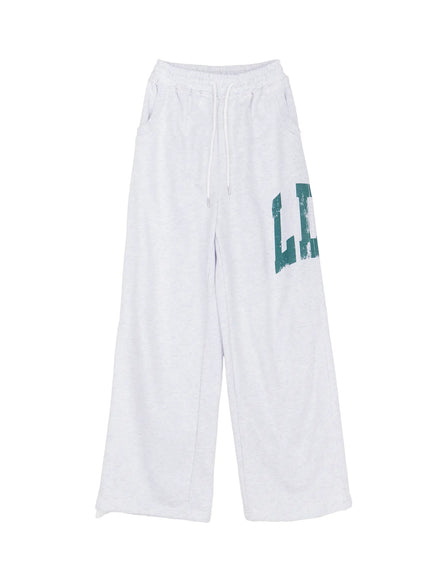 side-graphic-wide-leg-sweatpants-co510 / Light gray