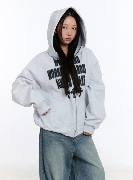 graphic-zip-up-hoodie-cf510 / Light gray