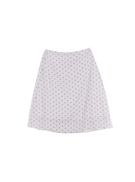polka-dot-double-layered-midi-skirt / Light gray