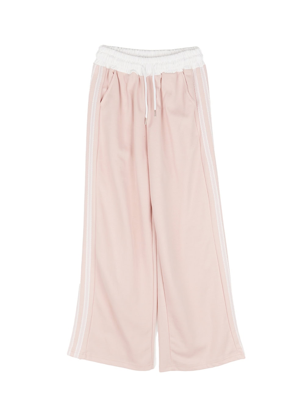 lace-striped-wide-fit-sweatpants-cu506 / Light pink