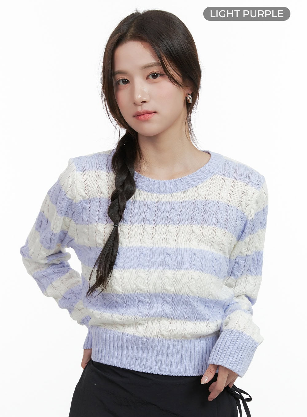 cozy-stripe-knit-sweater-og409 / Light purple