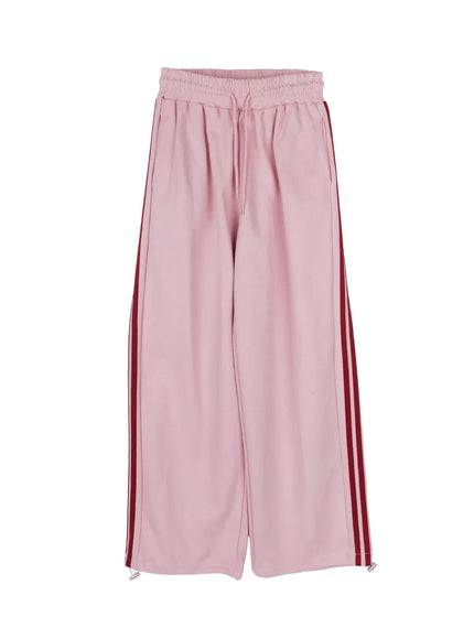 striped-wide-leg-sweatpants-ca527 / Pink