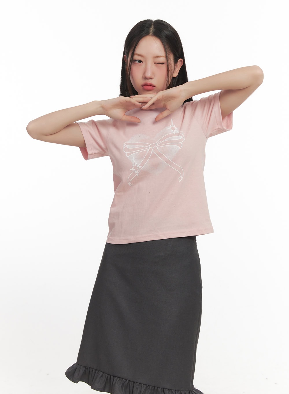 sweetheart-graphic-crop-tee-cf526 / Pink