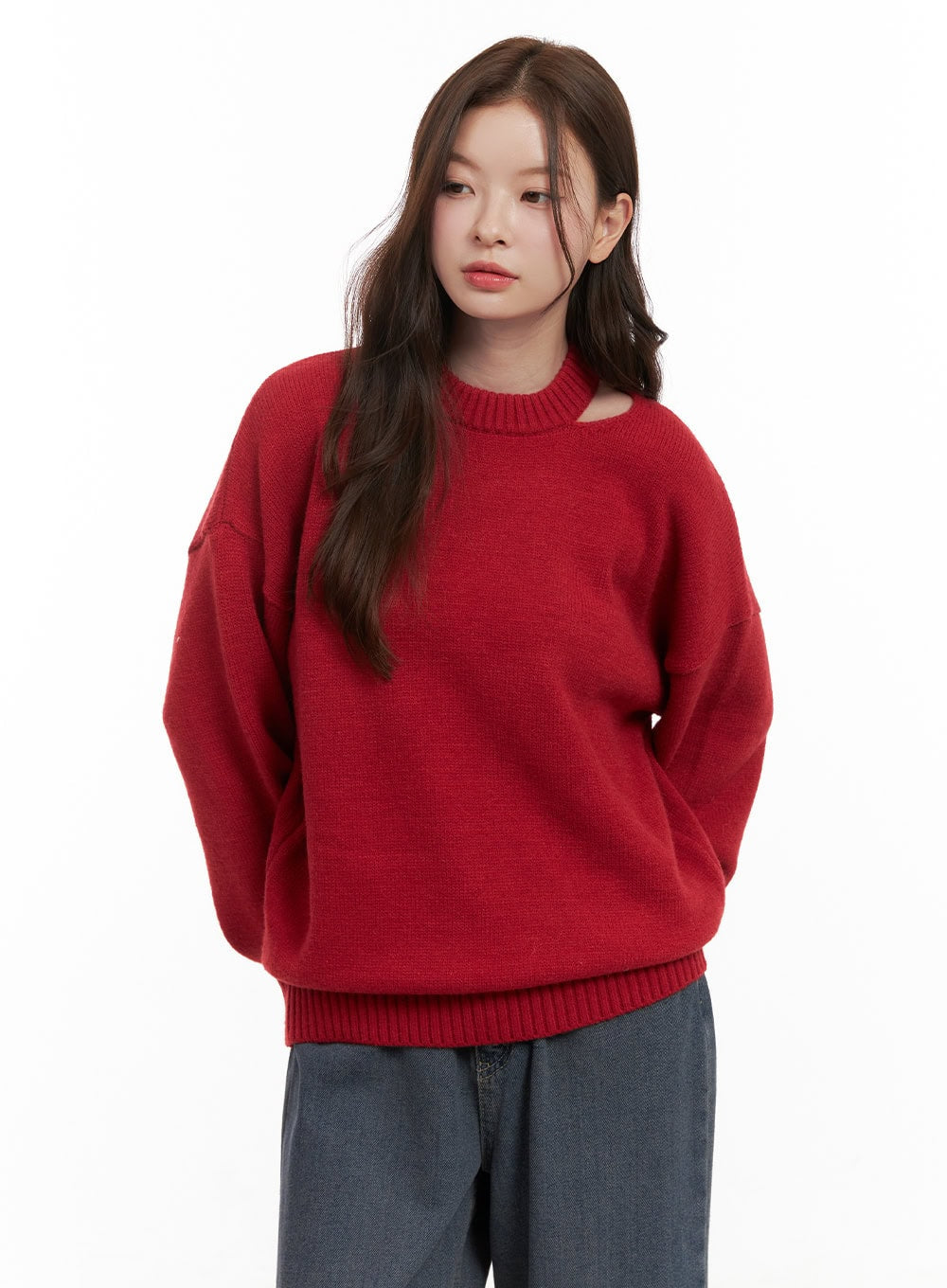 cozy-chic-cut-out-sweater-od403 / Red