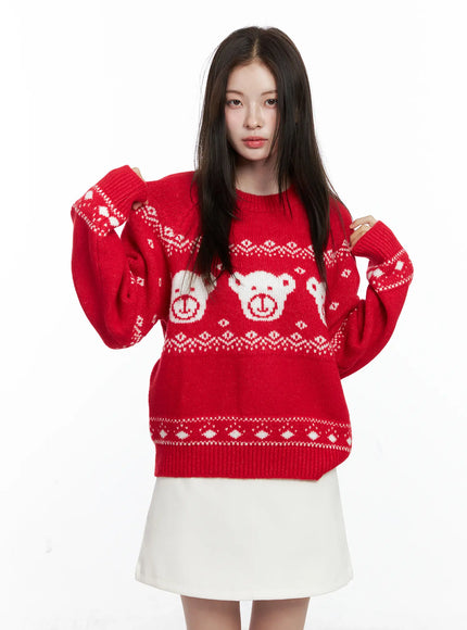 oversized-knit-sweater-co506 / Red