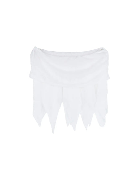 Sheer Frill Asymmetric Mini Skirt CL518