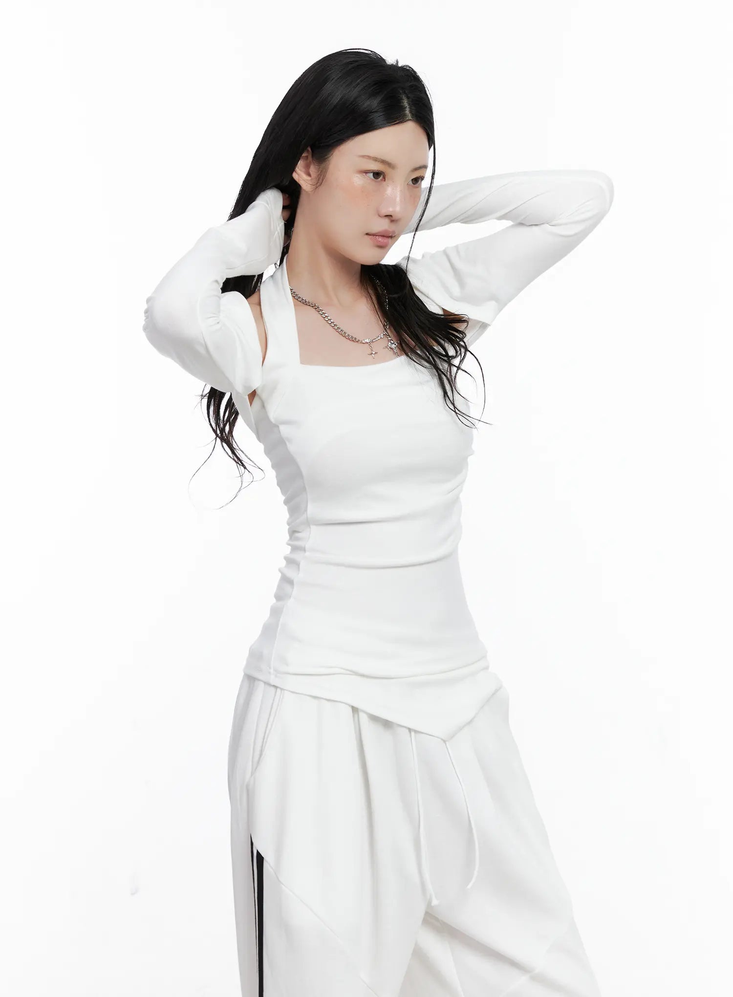 chic-halter-and-bolero-set-cs526-1 / White