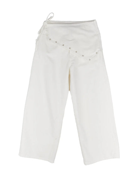 terry-scarf-layered-pants-cj530 / White