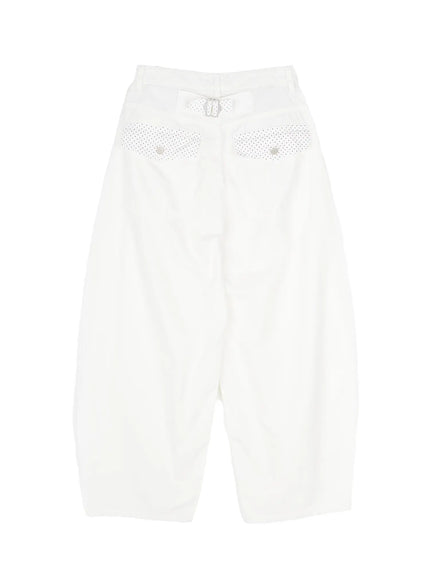 polka-dot-pocket-wide-cotton-pants-cy512 / White