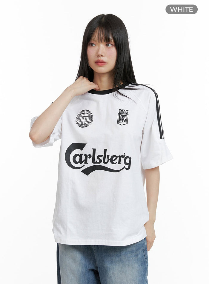 oversized-blokette-cotton-graphic-t-shirt-cl402 / White