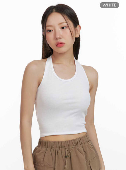 solid-halter-slim-crop-top-ol408 / White