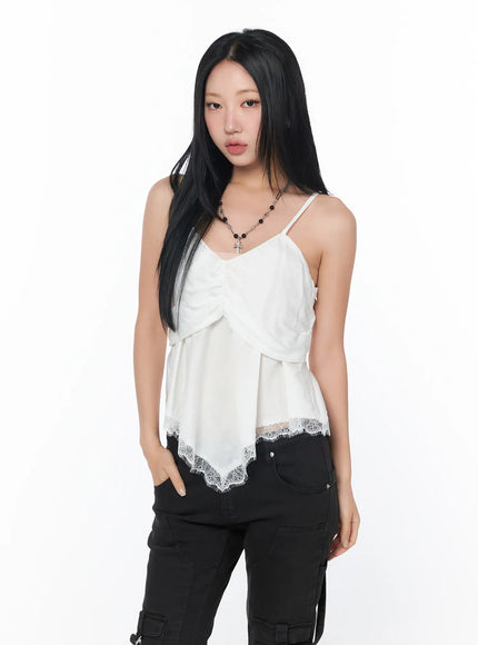 lace-hem-crop-tank-cy513 / White