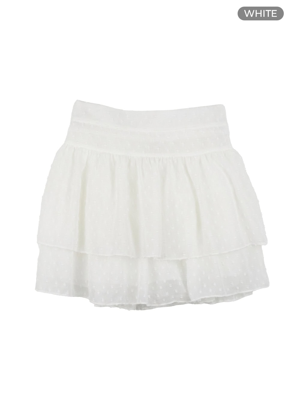 polka-dot-layered-mini-skirt-ol430 / White