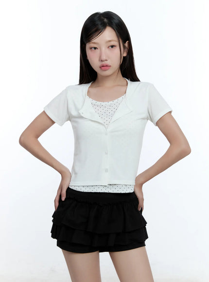 polka-dot-layered-crop-tee-cu526 / White