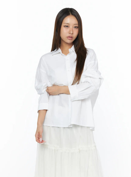 casual-loose-fit-button-up-shirt-ca516 / White