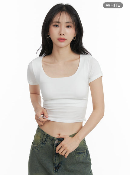 round-neck-basic-crop-tee-om408 / White