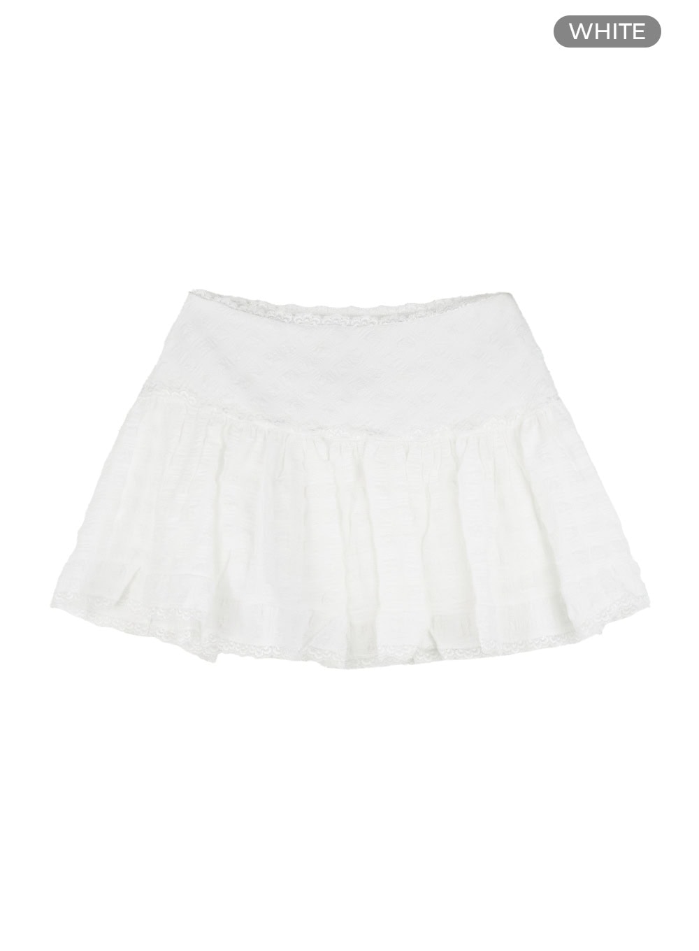 frilly-lace-mini-skirt-ol402 / White