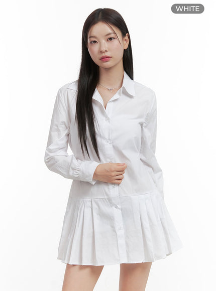 collar-pleated-mini-dress-oo416 / White