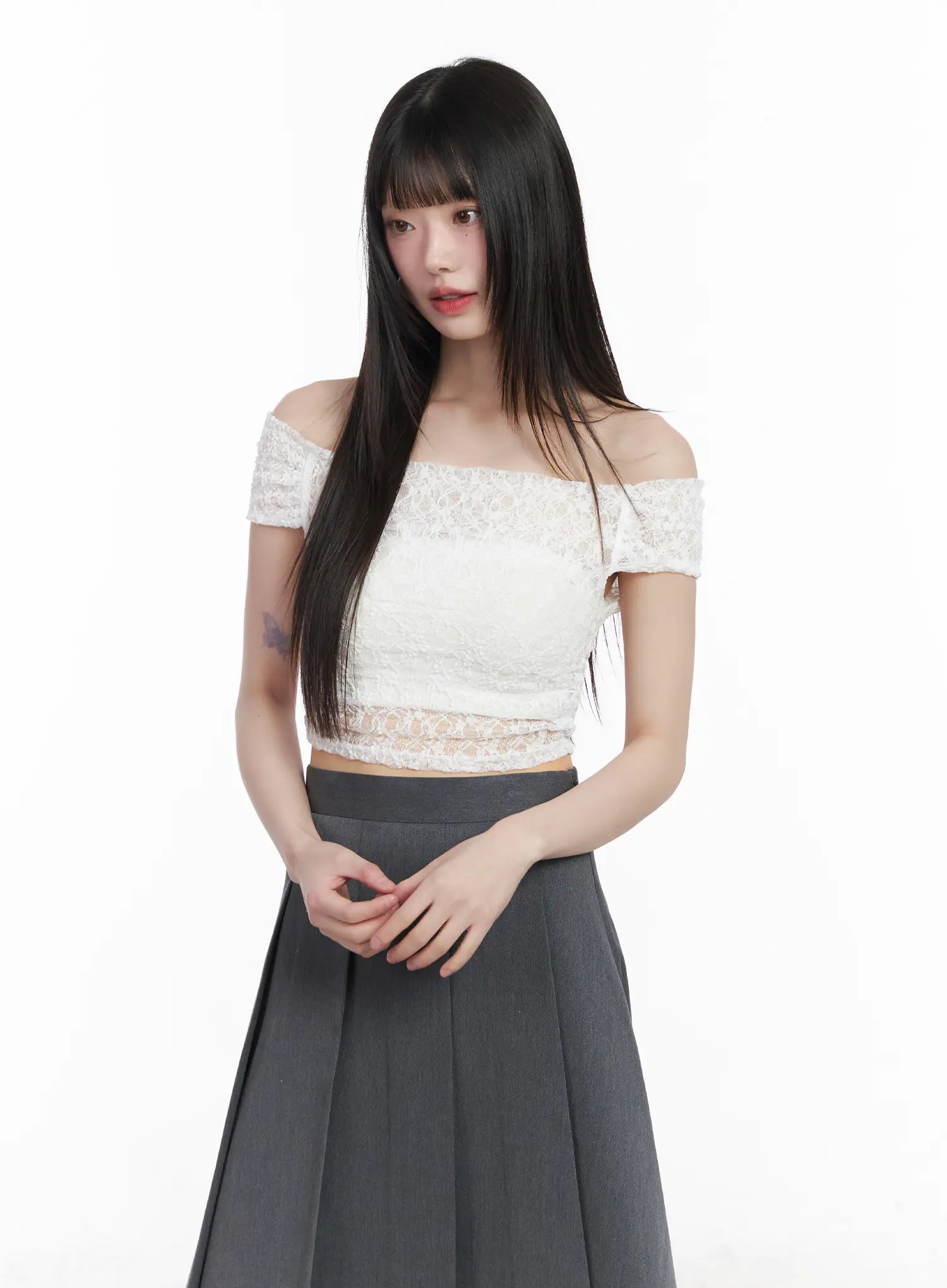 sheer-lace-off-shoulder-top-cm525 / White