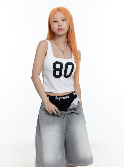 graphic-square-neck-tank-top-cu502 / White