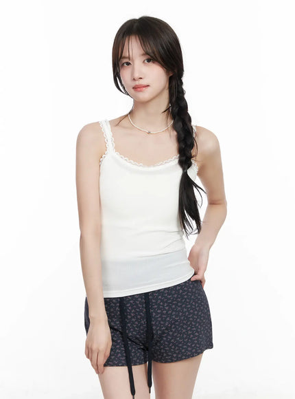 lace-trim-crop-tank-top-cm527 / White