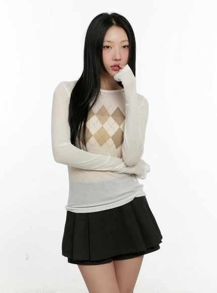 Argyle Pattern Long Sleeve Tee CN505