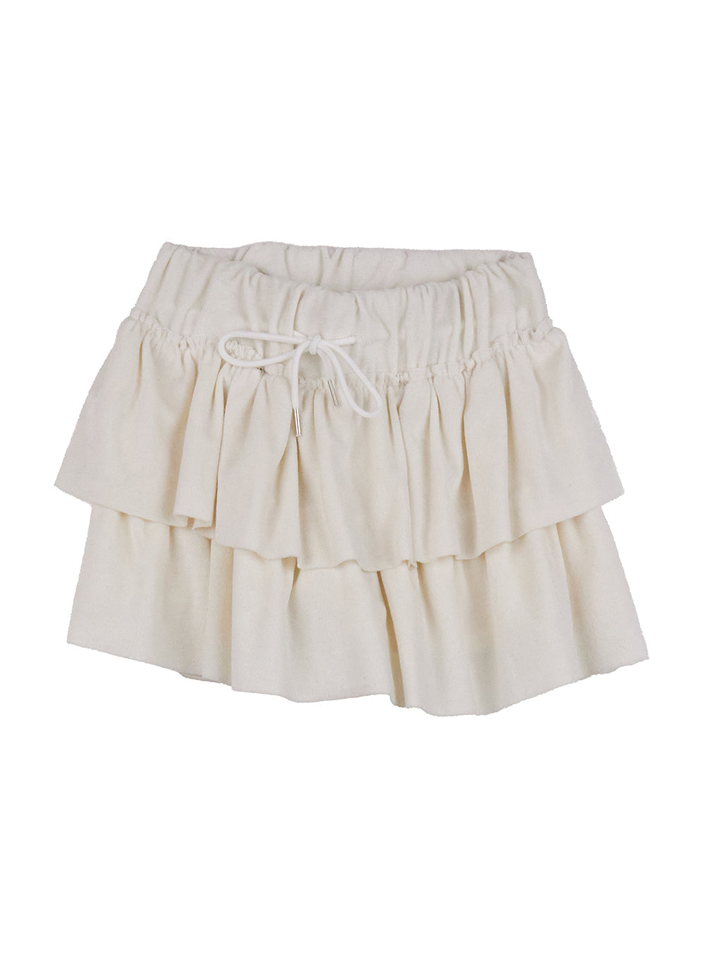 velvet-ruffle-mini-skirt-cj508 / White