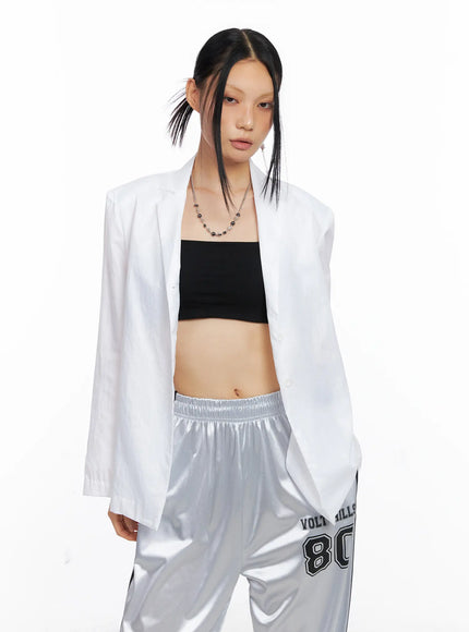 black-nylon-slim-fit-jacket-cs511 / White