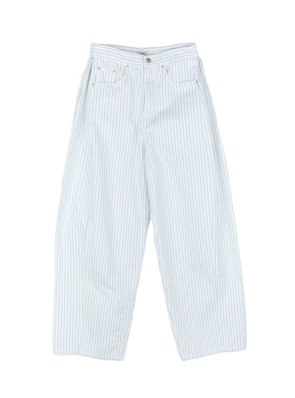 striped-wide-leg-relaxed-pants-cl530 / White