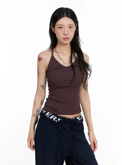 v-neck-ring-detail-tank-top-cs526 / Wine