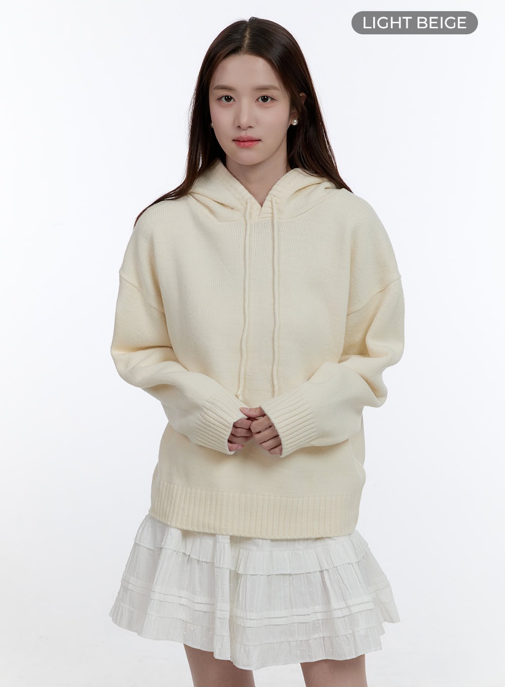 cozychic-oversize-hooded-knit-sweater-oo407 / Light beige