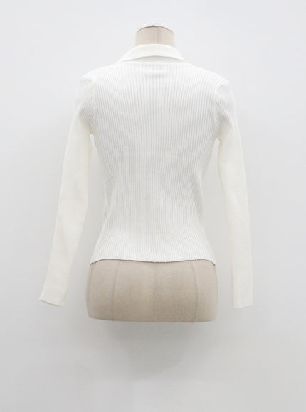 Ribbed Knit Zip-Up CF324