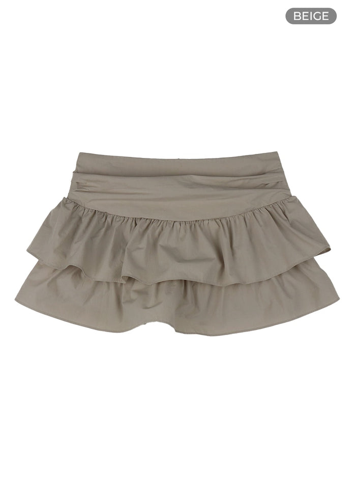 low-rise-frill-mini-skirt-cf429 / Beige