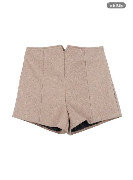 solid-slim-fit-shorts-co417 / Beige