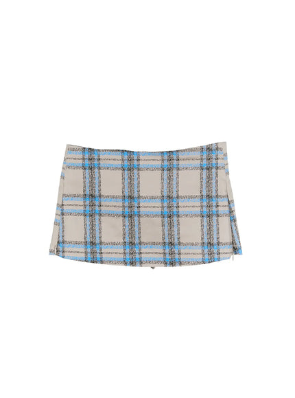 plaid-mini-skirt-cs510 / Beige